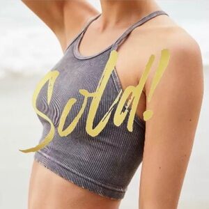 NEW Free People Happiness Runs Crop Top in Washed Black